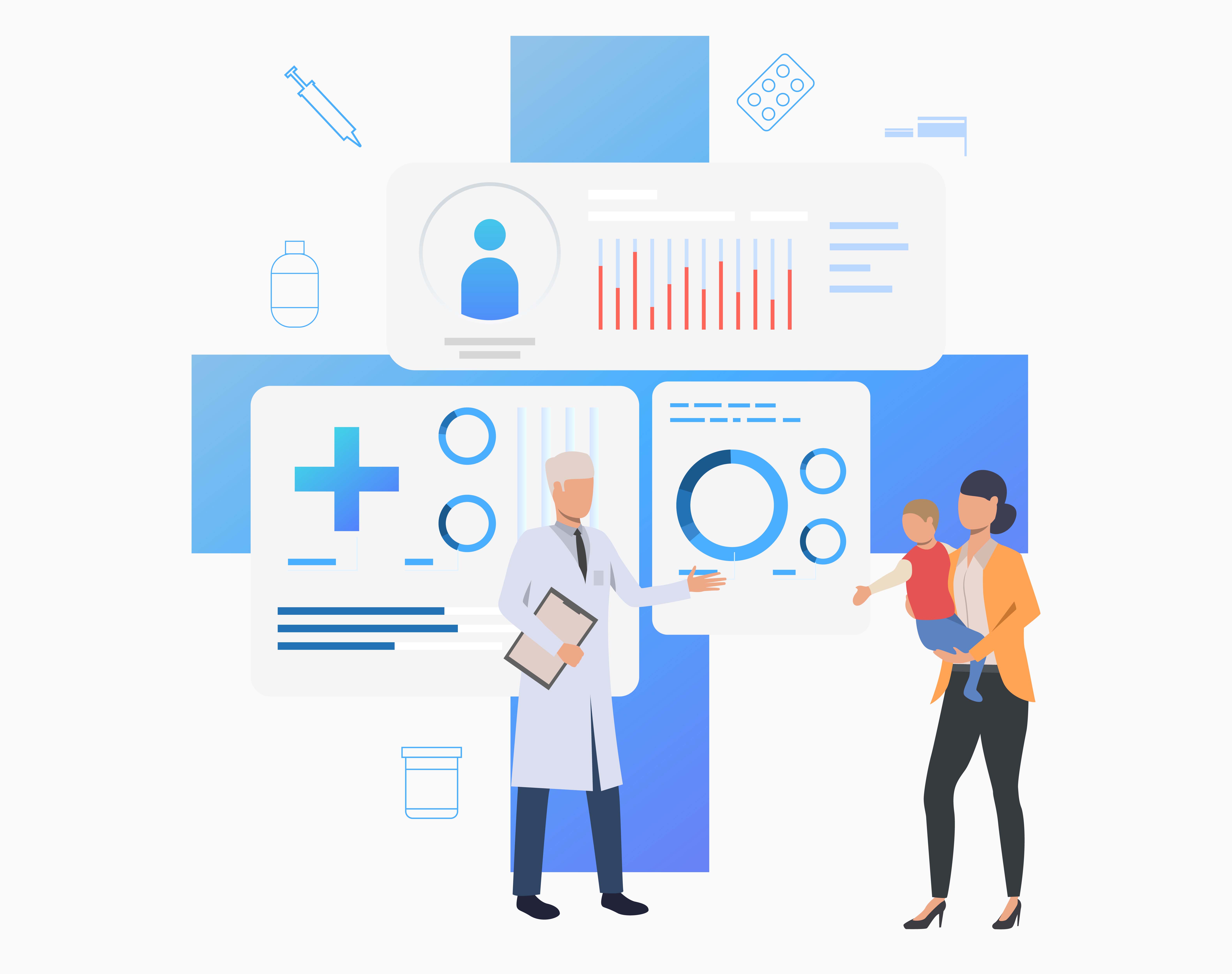 EMR Healthcare Platform Dashboard - Comprehensive EMR system showing patient records, analytics, and medical data visualization